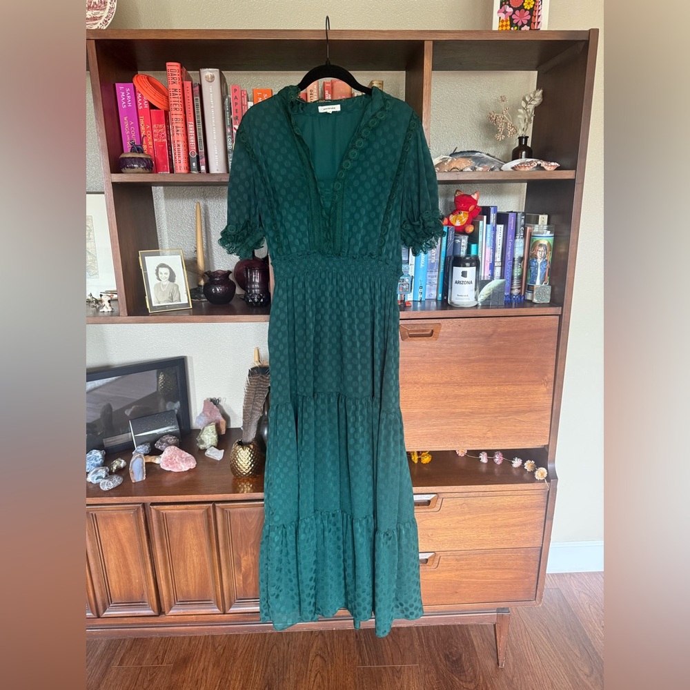 Max Studio Green Flutter Sleeve Maxi Dress